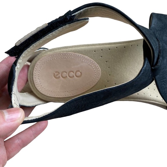 ECCO Black Velvet Suede Comfy Sandals Womens Size 8/8.5 (39) - Picture 13 of 14
